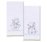 Design Works Tobin Towels for Embroidery, Polycotton, Kittens, 17" X 30"