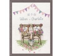 Design Works Wedding Chairs Cross Stitch Kit, Cotton, Multi-Colour, 23 x 30 x 0.1 cm