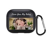 Design Your Case for AirPods 3 Case 2021, 2 Sides Design with Your Own Photos & Texts, DIY Soft TPU Cover with KeyChain (Black)