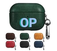 Design Your Own Case for AirPods 4/3/2/1/Pro 2/Pro Personalized Name Initials Monogram Luxury Leather Cover with Keychain Shockproof Protective Earphones Charging Shell Front LED Visible Gift Idea