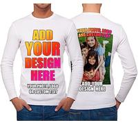 Design Your Own Custom 2 Sided Front and Back Printed Men’s T Shirt Add Image Text or Photo (5XL White Multi Color)