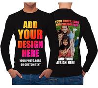Design Your Own Custom 2 Sided Front and Back Printed Men’s T Shirt Add Image Text or Photo (XL Black Multi Color)