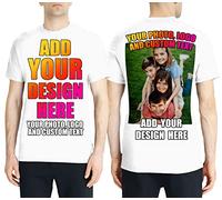 Design Your Own Custom 2 Sided Front and Back Printed Men’s T Shirt Add Image Text or Photo (XXL White Multi Color)
