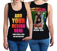 Design Your Own Custom 2 Sided Front and Back Printed Women’s Tank Top Add Image Text or Photo (S Black Multi Color)