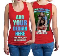 Design Your Own Custom 2 Sided Front and Back Printed Women’s Tank Top Add Image Text or Photo (XXL Red Multi Color)