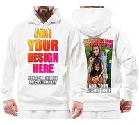 Design Your Own Custom 2 Sided Front & Back Printed Hoodie Add Image Text Photo (M White Multi Color)