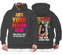 Design Your Own Custom 2 Sided Front & Back Printed Hoodie Add Image Text Photo (S Graphite Multi Color)