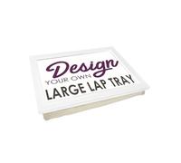 Design Your Own Extra Large Lap Tray. 49.8cm | Handmade Wooden Frame | Beanbag Cushioned Bottom | Computers, Laptops, Meals, Food, Crafting, TV, Dinner, Serving (White Frame with Cream Cushion Base)