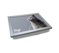 Design Your Own Personalised Photo Lap Tray. Handmade Wooden Frame, Beanbag Cushioned Base | Use Your Photo | Computers, Laptops, Meals, Food, Dinner, Serving, Laptray With Cushion (Silver)