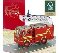 design3dkarten® Fire Brigade, 3D Folding Card, Fire Engine, Pop Up Card, Greeting Card, Gift Card