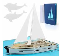 design3dkarten® Pop Up Card Birthday Sailing Boat Motif, Handmade from Italian Paper, Ideal as a Birthday Card, Sailing Boat, Sailing Gift