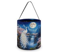 Design7 Peacock Waterfall Candy Bucket Tote Bag Multipurpose Portable Collapsible Reusable Goody Bucket with Handle for Birthday Or Holiday Party Favor