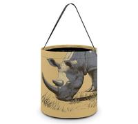Design9 Rhino Grazing Candy Bucket Tote Bag Multipurpose Portable Collapsible Reusable Goody Bucket with Handle for Birthday Or Holiday Party Favor