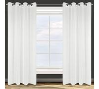 Design91 Smooth Transparent 8 Eyelets Soft Curtains Modern Simple Bedroom Children's Room Living Room White 140 x 250 cm