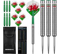 Designa D0730 Patriot | 24g Premium 90% Tungsten Straight Barrel National Flag Darts, Wales, Silver