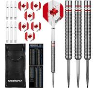 Designa D0734 Patriot | 24g Premium 90% Tungsten Straight Barrel National Flag Darts, Canada, Silver