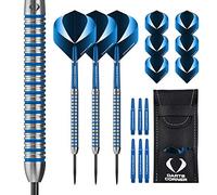 DESIGNA DARTS D0776 Squadron | 25g Premium 90% Tungsten Barrel Dart Set with Steel Tips including 3 Standard Flights, 3 Shafts, Point Protector and Bar Wallet, M2, Blue