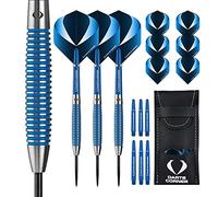 DESIGNA DARTS D0779 Squadron | 26g Premium 90% Tungsten Barrel Dart Set with Steel Tips including 3 Standard Flights, 3 Shafts, Point Protector and Bar Wallet, M3, Blue