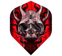 DESIGNA DARTS F3409 Horror Show | 100 Micron Halloween and Horror Inspired Premium Darts Flights in Standard No. 2 Shape, 1 Set of 3 Flights, Horned Skull