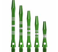DESIGNA DARTS Multiline Shafts | 3 Sets of Aluminium Metal Dart Stems with Regrooved Detailing, Long, Green, 53mm