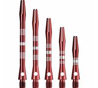 DESIGNA DARTS Multiline Shafts | 3 Sets of Aluminium Metal Dart Stems with Regrooved Detailing, Long, Red, 53mm