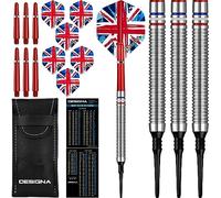 DESIGNA DARTS Patriot-X Darts | Soft Tip Darts Set | Great Britain | 20g (D9535)