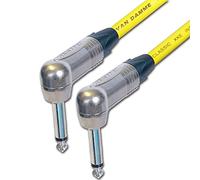 Designacable 1m Custom Length Silver Solder Right Angle FX Patch Lead Cable - Yellow
