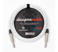 designacable.com 10m - White Unbalanced Straight Jack Guitar Lead - Handmade in the UK using Van Damme XKE instrument cable & Neutrik NP2X 1/4" Mono Jacks.