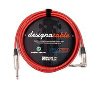 designacable.com 1m - Red Unbalanced Straight to Angled Jack Guitar Lead - Handmade in the UK using Van Damme XKE instrument cable & Neutrik NP2X & NP2RX 1/4" Mono Jacks.