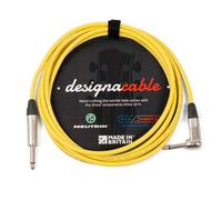designacable.com 1m - Yellow Unbalanced Straight to Angled Jack Guitar Lead - Handmade in the UK using Van Damme XKE instrument cable & Neutrik NP2X & NP2RX 1/4" Mono Jacks.