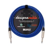 designacable.com 20m - Blue Unbalanced Straight Jack Guitar Lead - Handmade in the UK using Van Damme XKE instrument cable & Neutrik NP2X 1/4" Mono Jacks.