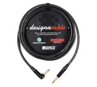 designacable.com 2m - Low Capacitance Black Angled to Straight Jack Guitar Cable - Handmade in the UK using Mogami Ultimate 3368 Guitar Cable & Neutrik NP2RX-B & NP2X-B Jacks.