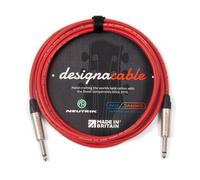 designacable.com 2m - Red Unbalanced Straight Jack Guitar Lead - Handmade in the UK using Van Damme XKE instrument cable & Neutrik NP2X 1/4" Mono Jacks.