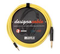 designacable.com 3m - Yellow Stereo Mini Jack to Mono Jack Lead - Handmade in the UK using Van Damme Pro-Patch XKE Microphone Cable & Rean NYS231BG 3.5mm Stereo Mini Jack & Neutrik NP2X-B 1/4" Jacks.