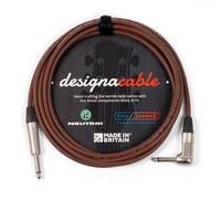 designacable.com 4m - Brown Unbalanced Straight to Angled Jack Guitar Lead - Handmade in the UK using Van Damme XKE instrument cable & Neutrik NP2X & NP2RX 1/4" Mono Jacks.