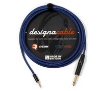 designacable.com 5m - Blue Stereo Mini Jack to Mono Jack Lead - Handmade in the UK using Van Damme Pro-Patch XKE Microphone Cable & Rean NYS231BG 3.5mm Stereo Mini Jack & Neutrik NP2X-B 1/4" Jacks.