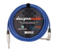 designacable.com 5m - Blue Unbalanced Straight to Angled Jack Guitar Lead - Handmade in the UK using Van Damme XKE instrument cable & Neutrik NP2X & NP2RX 1/4" Mono Jacks.