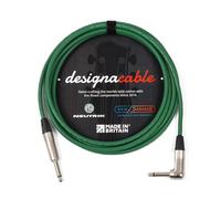 designacable.com 5m - Green Unbalanced Straight to Angled Jack Guitar Lead - Handmade in the UK using Van Damme XKE instrument cable & Neutrik NP2X & NP2RX 1/4" Mono Jacks.
