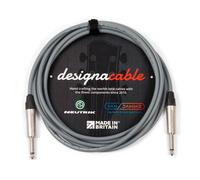 designacable.com 5m - Grey Unbalanced Straight Jack Guitar Lead - Handmade in the UK using Van Damme XKE instrument cable & Neutrik NP2X 1/4" Mono Jacks.