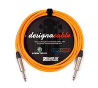 designacable.com 5m - Orange Unbalanced Straight Jack Guitar Lead - Handmade in the UK using Van Damme XKE instrument cable & Neutrik NP2X 1/4" Mono Jacks.