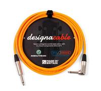 designacable.com 75cm - Orange Unbalanced Straight to Angled Jack Guitar Lead - Handmade in the UK using Van Damme XKE instrument cable & Neutrik NP2X & NP2RX 1/4" Mono Jacks.