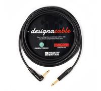designacable.com 7m - Angled to Straight Black Jack Guitar Cable - Handmade in the UK using Mogami GOLD 2524 Guitar Cable & Neutrik NP2RX-B & NP2X-B Jacks.