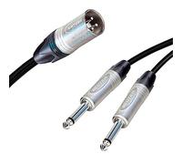 Designacable Neutrik Male XLR Split into 2 Dual Mono Jacks Cable Splitter Summing Lead 3 m Plus (5 m, Black), NC3MXX-SOONYX0500-2xNP2X_(P2>TIP, P3>P1)