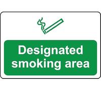 Designated Smoking Area Safety Sign - 1mm Plastic Sign (200mm x 150mm)