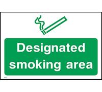 Designated Smoking Area Sign - 100mm x 75mm - Self Adhesive Sticker (PS2)
