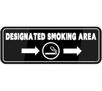 Designated Smoking Area With Right Arrow Acrylic Sign 10x3 Inch Wall Mounted Plate For Office Restaurant Hotel Supermarket Door Wall