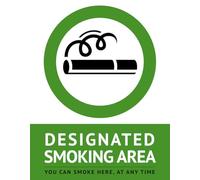 Designated Smoking Area You Can Smoke Here Warning Self Adhesive Vinyl Gloss Sticker 125mm x 160mm*
