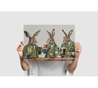 Designed By Lorna Irish Hares Bar Scene Wall Art, A3 Unframed Print, Kitchen and Dining Room Decor