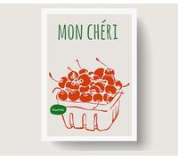 Designed By Lorna Mon Cheri Cherries Kitchen Wall Art Print, A3 Size Unframed, Green and Red Design