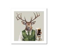 Designed By Lorna Watercolour Irish Stag Country Wall Art Print Unframed Wall Art Poster Print (12x12 Unframed Print)
